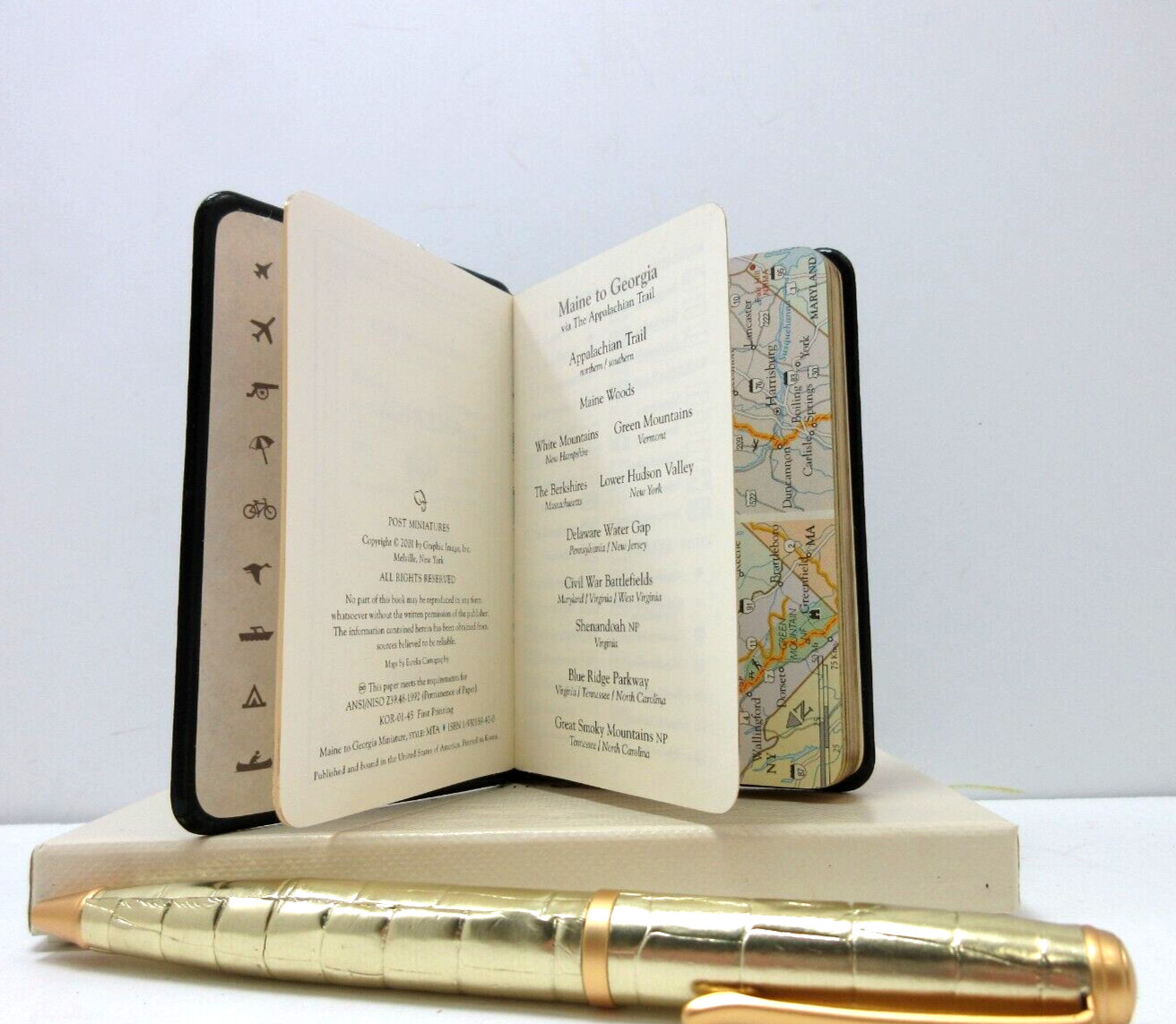 APPALACHIAN TRAIL 3×4″ MIN Guide Leather Cover Notebook w Maps Info 160 Pgs NAVY